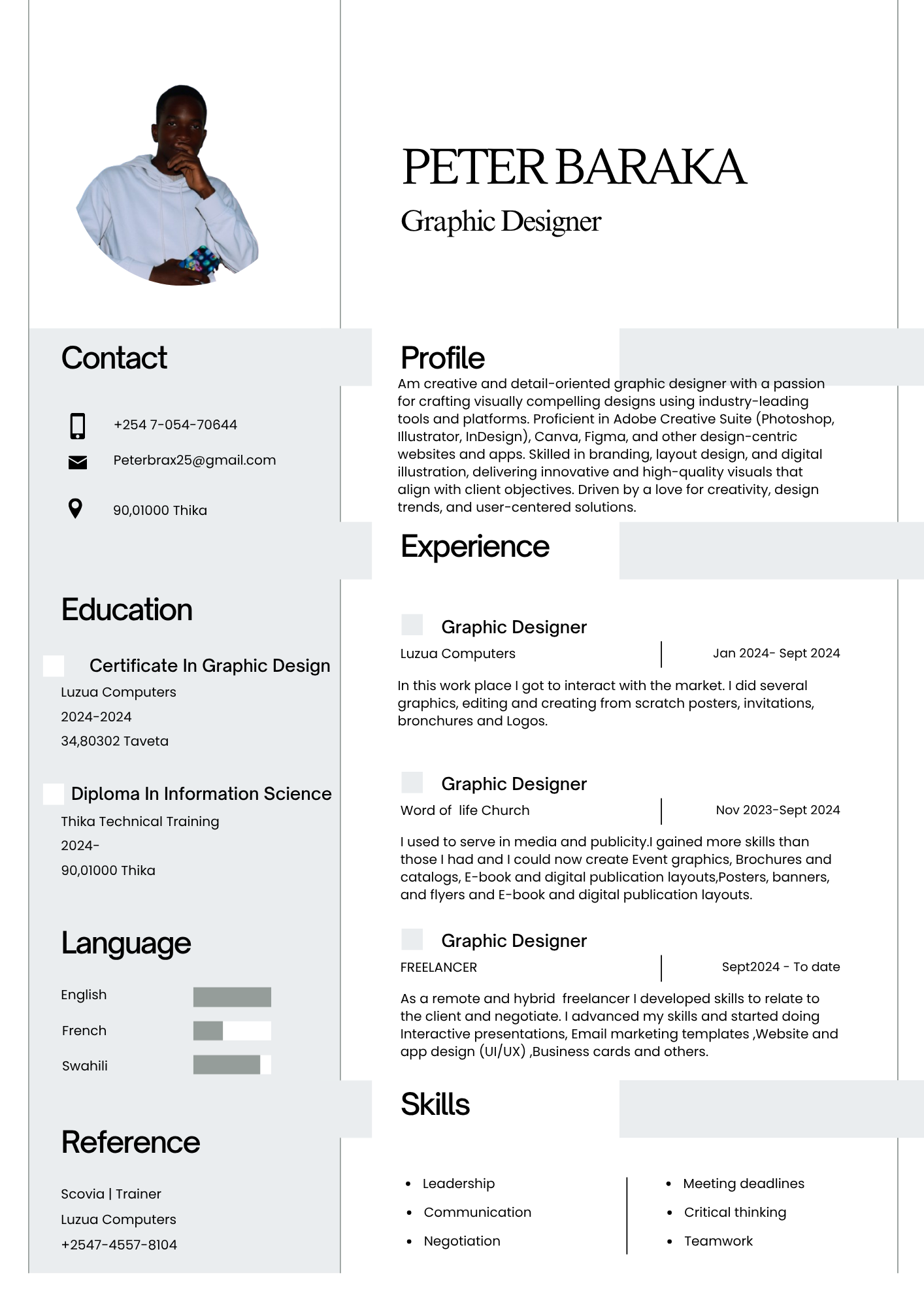 Graphic design CV