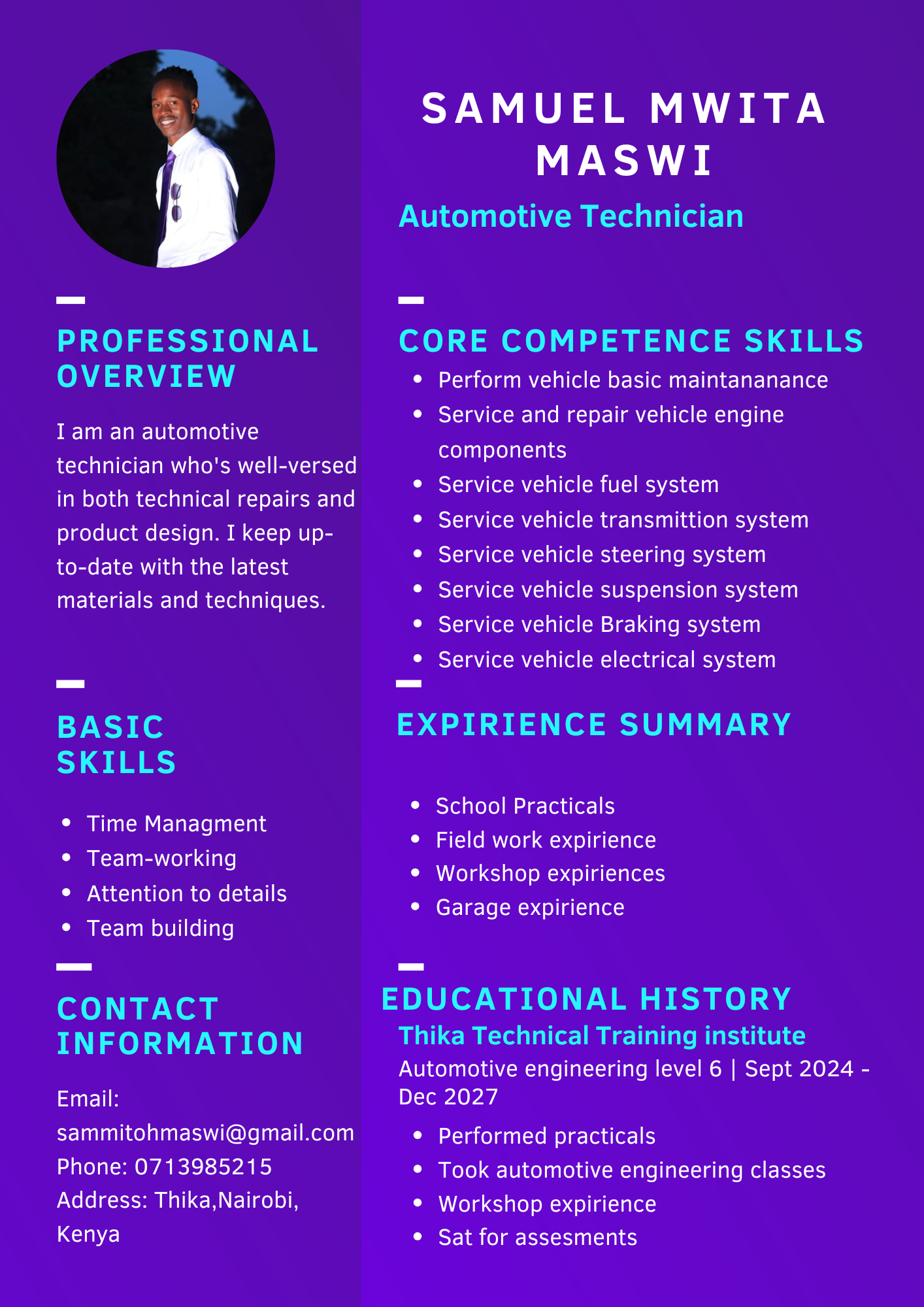 Automotive engineer CV